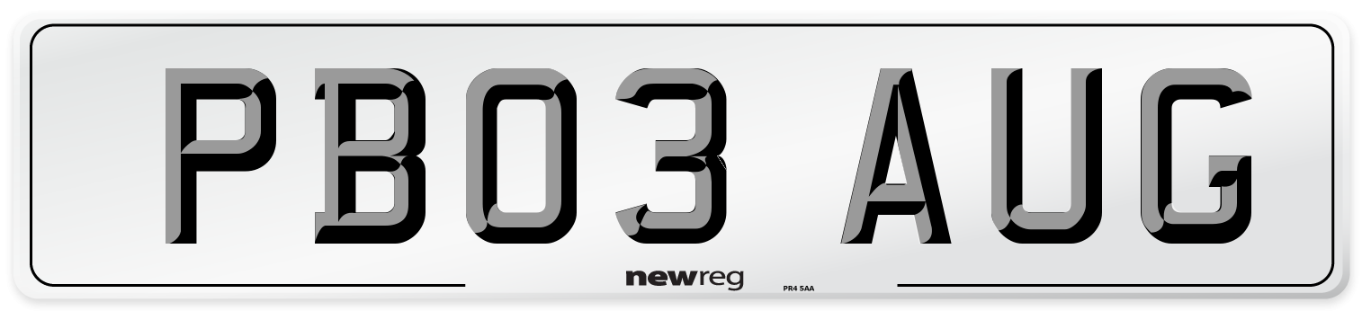 PB03 AUG Number Plate from New Reg